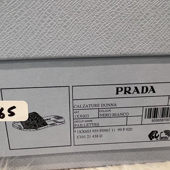 Prada Sequin Logo Paillettes Slide Monolith Plaque Lug Pool Flat 40 - Picture 10 of 10
